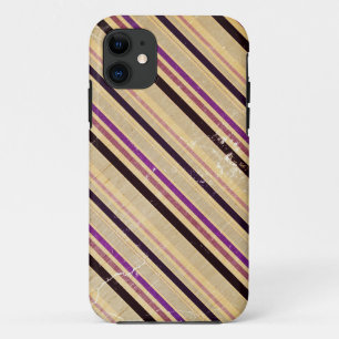 Vintage Autumn Diagonal Stripes Pattern iPhone 11 Case