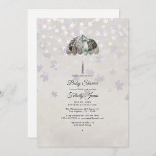 Vintage Autumn - Fall White Baby Shower Invitation