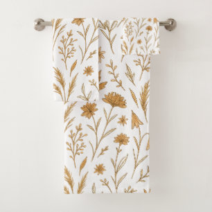Vintage Autumn Floral Botanical Pattern Bath Towel Set