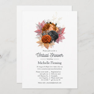 Vintage Autumn Floral Bouquet Virtual Shower Invitation
