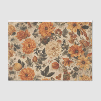 Vintage Autumn Floral Decoupage Mushrooms Tissue Paper