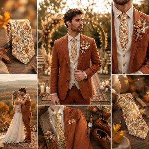 Vintage Autumn Floral Elegance Tie