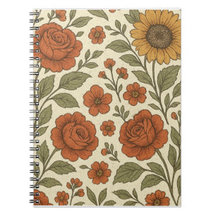 Vintage Autumn Floral Pattern – Rustic Botanical Notebook