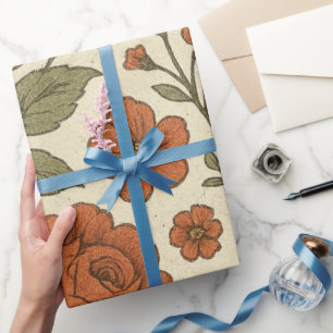 Vintage Autumn Floral Pattern – Rustic Botanical Wrapping Paper