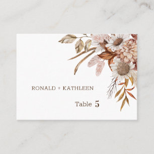 Vintage Autumn Floral Wedding Table Number Card