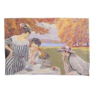 Vintage Autumn Garden Tea Party Elegant Edwardian Pillowcase