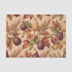 Vintage Autumn Harvest Pattern with Figs Pears Tissue Paper