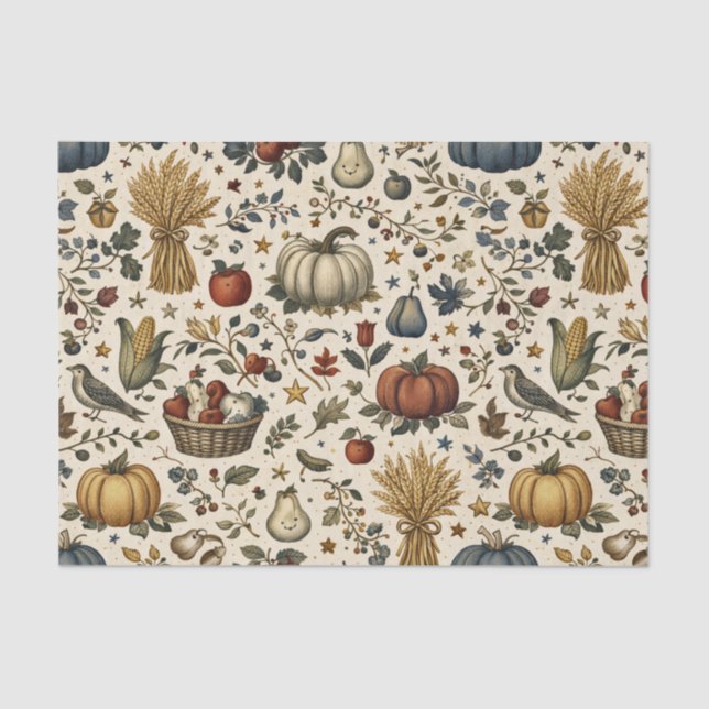 Vintage Autumn Harvest Thanksgiving Tissue Paper (Front)