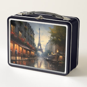 Vintage autumn in Paris France Metal Lunch Box