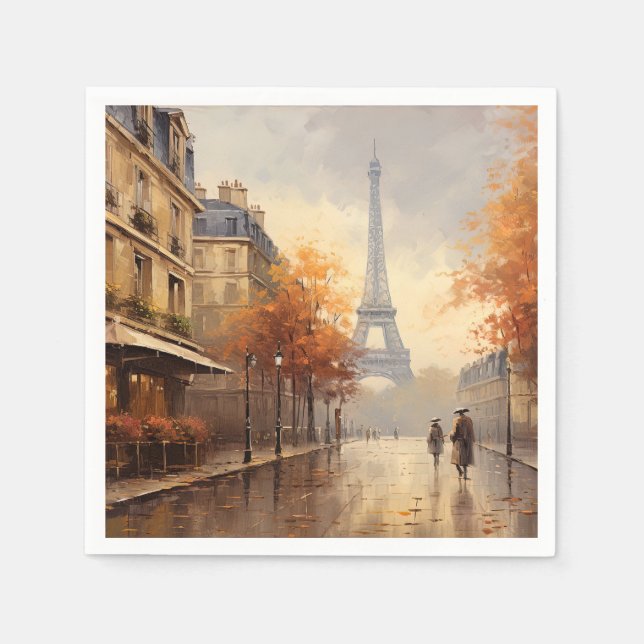 Vintage autumn in Paris France Napkin (Front)