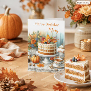 Vintage Autumn Layer Cake Cosy Fall Birthday Card