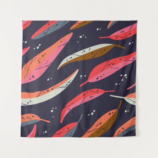 Vintage autumn leaf seamless pattern background. C Tapestry (Front)