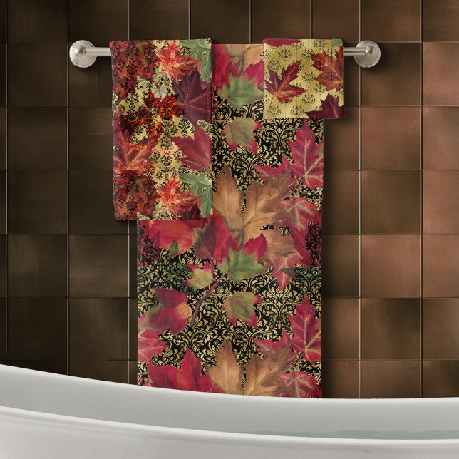 Vintage Autumn Leaves Bath Towel Set (Creator Uploaded)