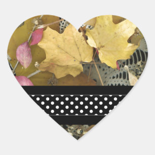 Vintage Autumn Leaves Heart Sticker