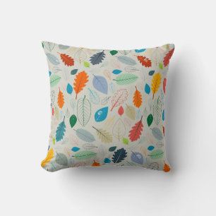 Vintage Autumn Leaves Illustration Pattern Cushion
