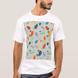 Vintage Autumn Leaves Illustration Pattern T-Shirt