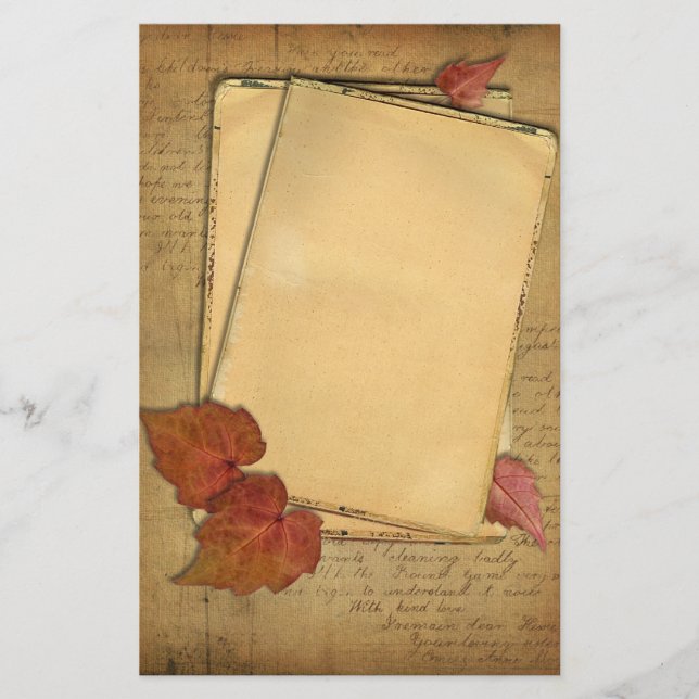 Vintage Autumn Leaves Stationery (Front)