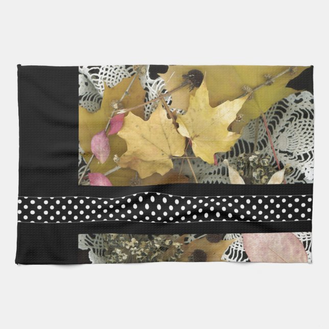 Vintage Autumn Leaves Tea Towel (Horizontal)