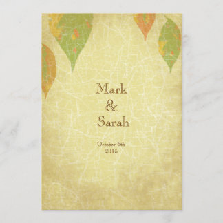 Vintage Autumn Leaves Wedding Invitation