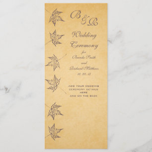 VINTAGE AUTUMN LEAVES WEDDING PROGRAM