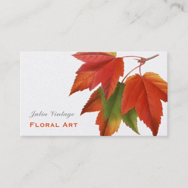 Vintage autumn maple leaves business card (Front)