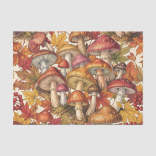 Vintage Autumn Mushroom Forest Botanical Pattern Tissue Paper
