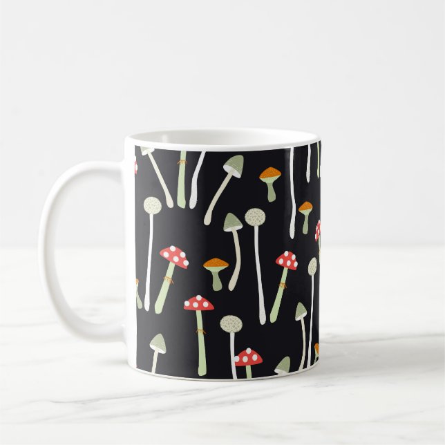 Vintage autumn mushrooms pattern design. coffee mug (Left)