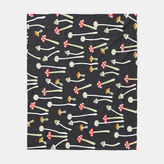 Vintage autumn mushrooms pattern design. fleece blanket (Front)