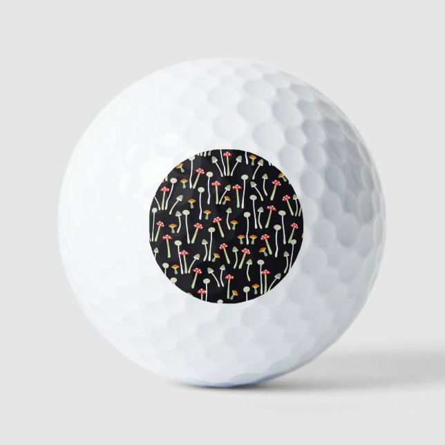 Vintage autumn mushrooms pattern design. golf balls (Front)