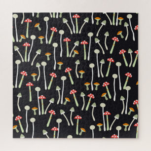 Vintage autumn mushrooms pattern design. jigsaw puzzle