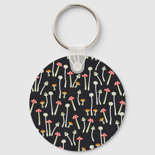 Vintage autumn mushrooms pattern design. key ring (Front)