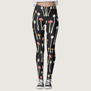 Vintage autumn mushrooms pattern design. leggings