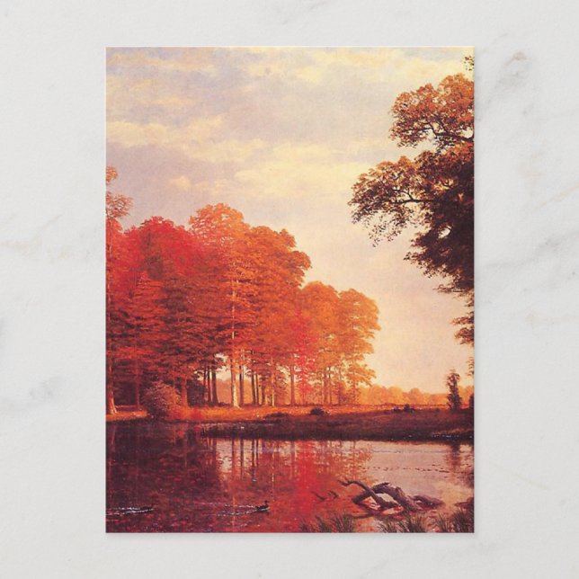 Vintage Autumn Pond Painting Postcard (Front)