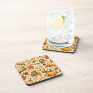 Vintage Autumn Pumpkin & Gourds Pattern Coaster