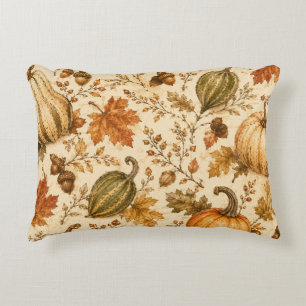 Vintage Autumn Pumpkin & Gourds Pattern Decorative Cushion