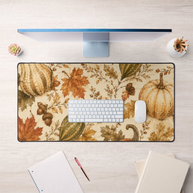 Vintage Autumn Pumpkin & Gourds Pattern  Desk Mat (Office 1)