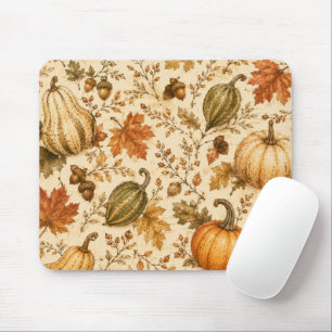 Vintage Autumn Pumpkin & Gourds Pattern Mouse Pad