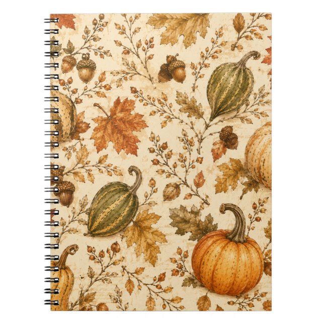 Vintage Autumn Pumpkin & Gourds Pattern  Notebook (Front)