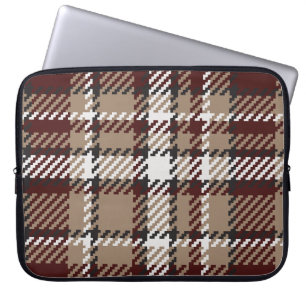 Vintage Autumn Sand and Burgundy Plaid Laptop Sleeve