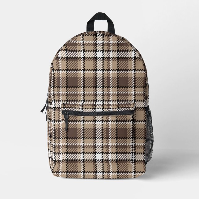 Vintage Autumn Sands Plaid Printed Backpack (Front)