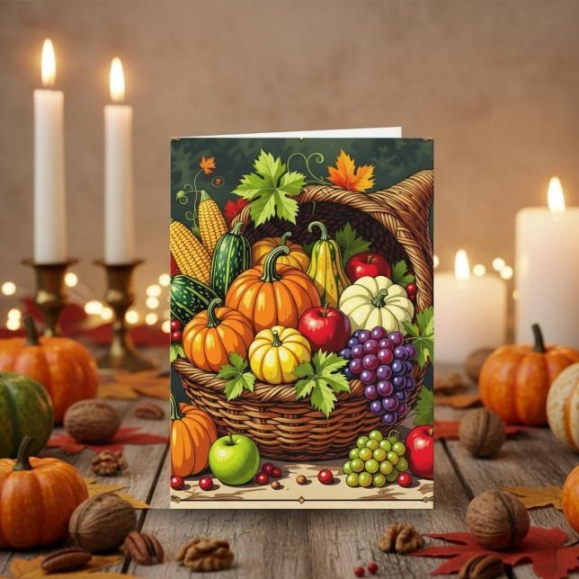 Vintage Autumn Thanksgiving Cornucopia  Card (Creator Uploaded)