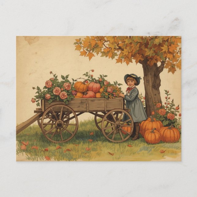 Vintage Autumn Thanksgiving Postcard (Front)