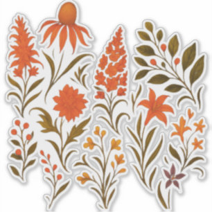 Vintage Autumn Wildflower Botanical Collage