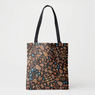 vintage autumn, winter pattern with plants. tote bag