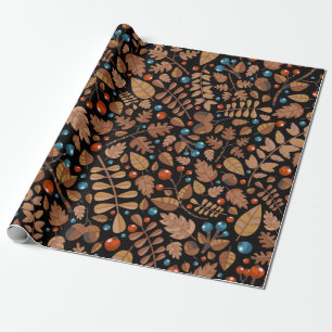vintage autumn, winter pattern with plants. wrapping paper