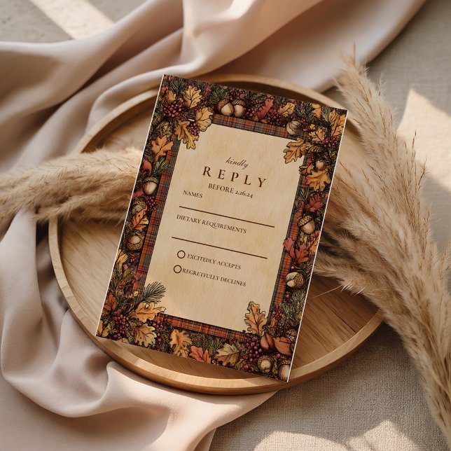 Vintage Autumn Woodland Romance RSVP Card (Creator Uploaded)
