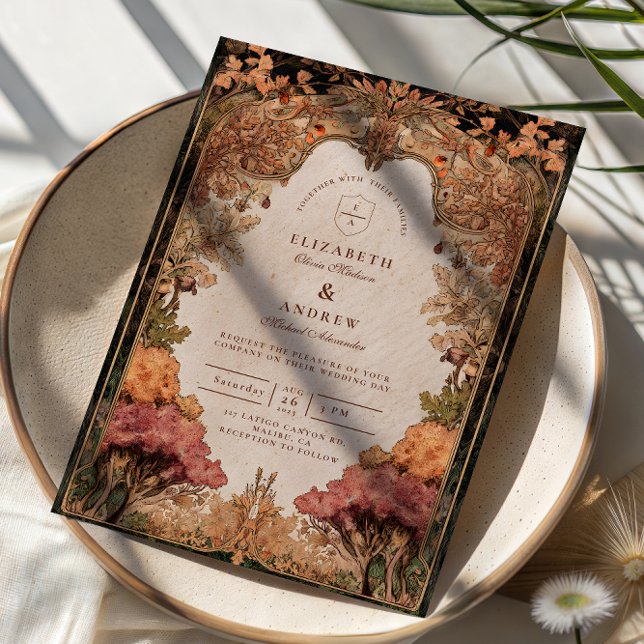 Vintage Autumn Woodland Wedding Invitation (Creator Uploaded)