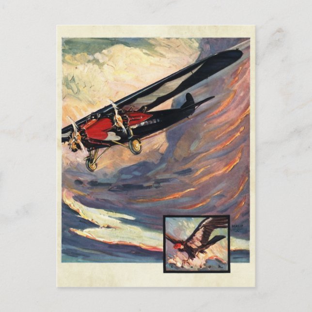 Vintage Aviation Aeroplane Colour Art Postcard (Front)