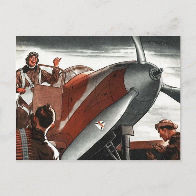 Vintage Aviation Aeroplane Colour Art Postcard (Front)