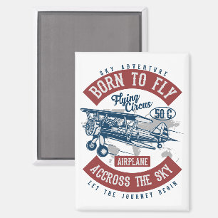 Vintage Aviation Aeroplane Colour Magnet